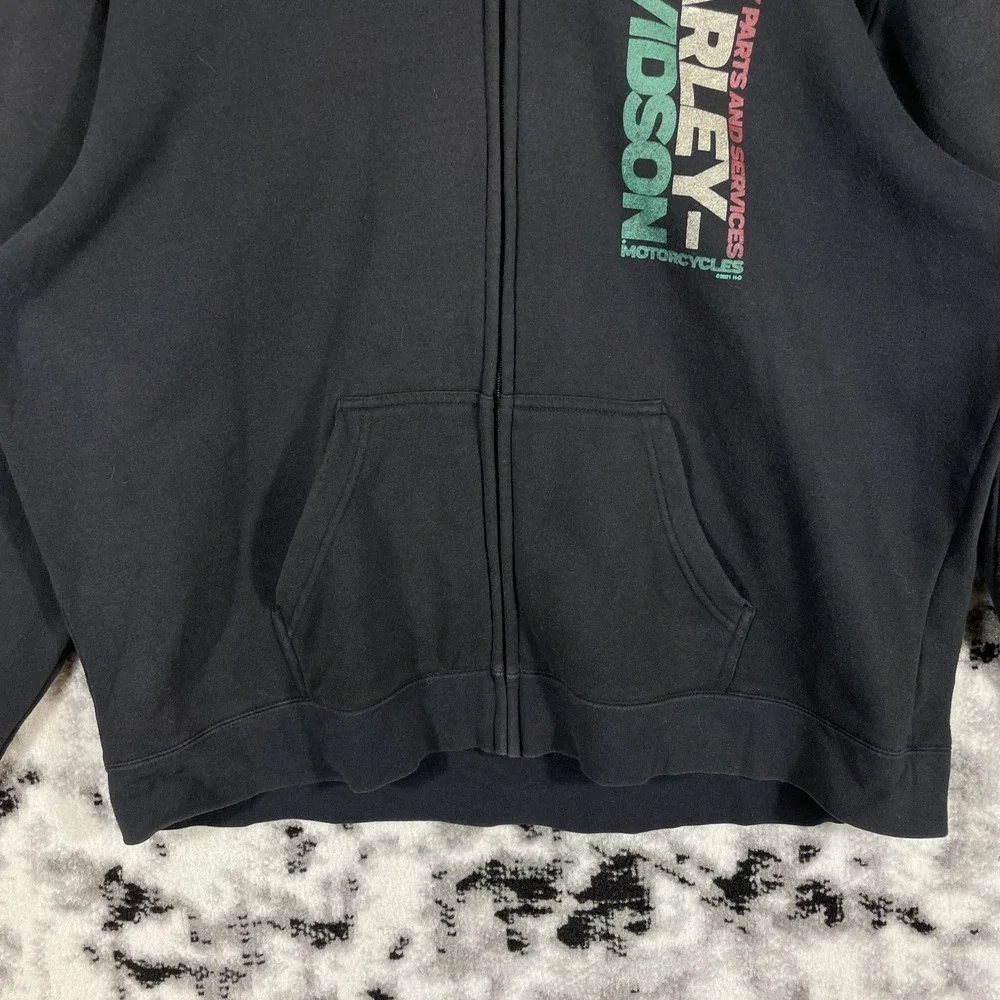 Harley Davidson Hoodie Mens‎ Size 2XL Black Full Zip Graphic Chest Print Casual